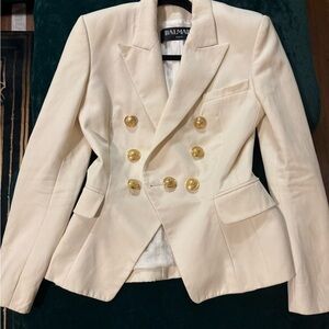 Balmain Cream Gold Blazer Tailored Fit Notched Lapels